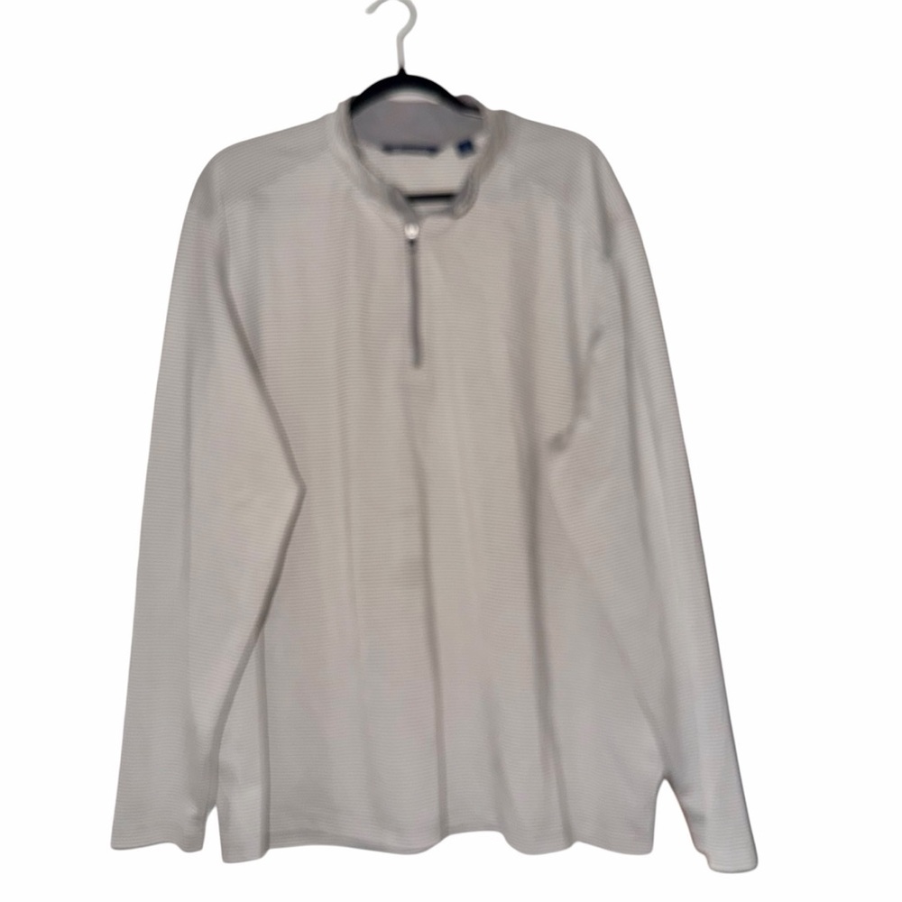 Cutter & Buck Gray and White Striped Quarter-Zip Pullover Size XL